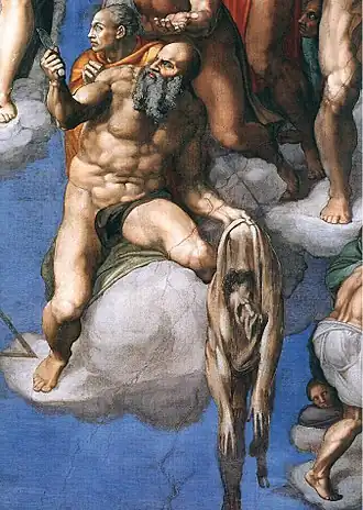 Michelangelo, O Juízo Final (1536-1541), detalhe: São Bartolomeu. Capela Sistina, Vaticano.