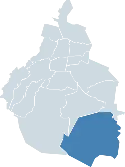 Localização de Milpa Alta na Cidade do México