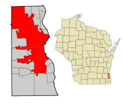 Localização no condado de Milwaukee