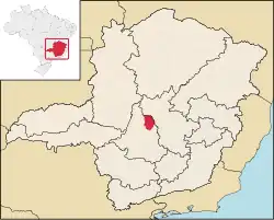 Localização de Pompéu em Minas Gerais