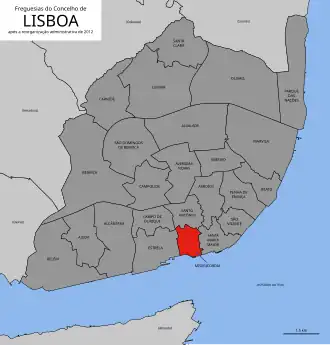 Localização no município de Lisboa