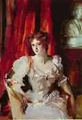 Retrato de John Singer Sargent da Miss Eden mostra o peito cheio da moda, decote baixo e massas de cabelo associados à Gibson Girl, 1905.