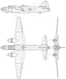 Ilustração em três vistas do Mitsubishi G4M.