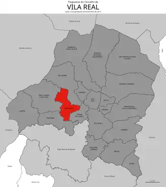 Localização no município de Vila Real