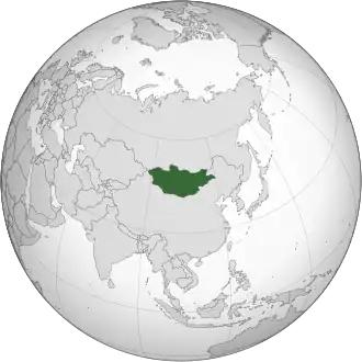 Localização da Mongólia no mundo