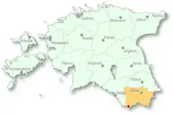 Localização de Mõniste vald