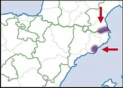 Distribuição de M. martorelli entre a França e a Espanha