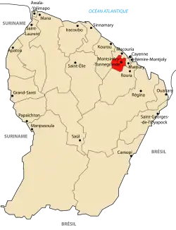 Localização de Montsinéry-Tonnegrande na Guiana Francesa