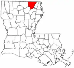 Localização da paróquia no Estado de Louisiana