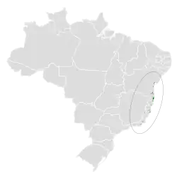 Distribuição da choquinha-de-rabo-cintado