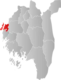Mapa do condado de Østfold com Moss em destaque.