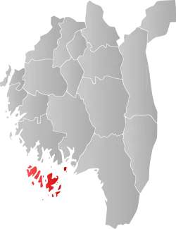 Mapa do condado de Østfold com Hvaler em destaque.