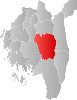 Mapa do condado de Vestfold com Rakkestad em destaque.