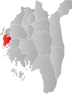 Mapa do condado de Vestfold com Rygge em destaque.