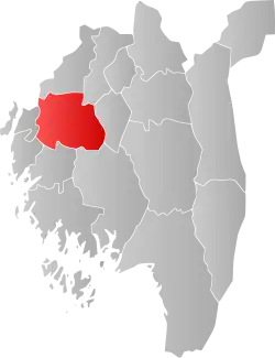 Mapa do condado de Vestfold com Våler em destaque.