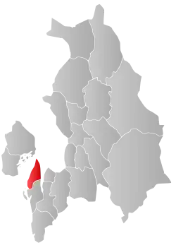 Mapa do condado de Akershus com Nesodden em destaque.