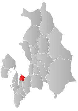 Mapa do condado de Viken com Oppegård em destaque.