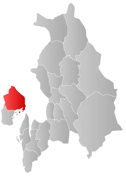 Mapa do condado de Viken com Bærum em destaque.