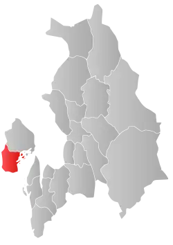 Mapa do condado de Akershus com Asker em destaque.