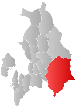 Mapa do condado de Akershus com Aurskog-Høland em destaque.