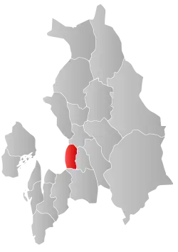 Mapa do condado de Akershus com Lørenskog em destaque.