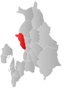 Mapa do condado de Akershus com Nittedal em destaque.