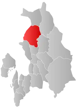 Mapa do condado de Akershus com Nannestad em destaque.