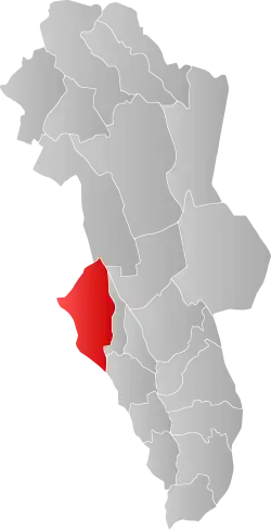 Mapa do condado de Hedmark com Ringsaker em destaque.