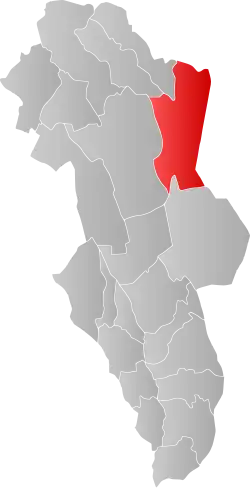 Mapa do condado de Hedmark com Engerdal em destaque.