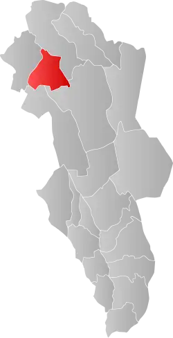 Mapa do condado de Hedmark com Alvdal em destaque.