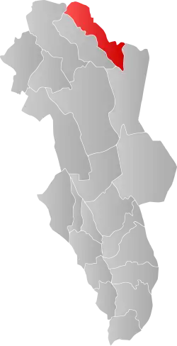 Mapa do condado de Hedmark com Os em destaque.