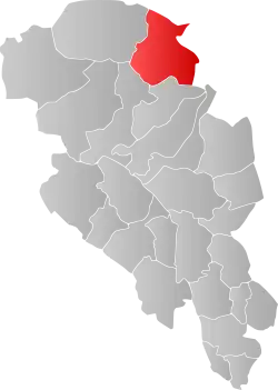 Mapa do condado de Oppland com Dovre em destaque.