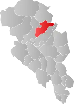 Mapa do condado de Oppland com Sel em destaque.