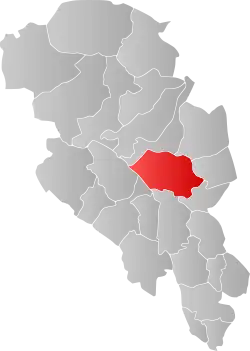 Mapa do condado de Oppland com Gausdal em destaque.