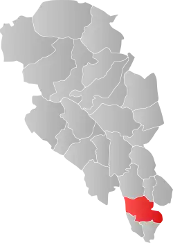 Mapa do condado de Oppland com Gran em destaque.