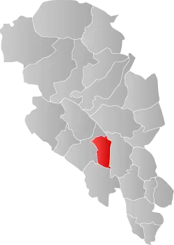 Mapa do condado de Oppland com Etnedal em destaque.