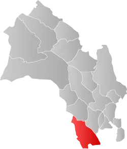 Mapa do condado de Viken com Kongsberg em destaque.