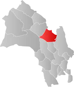 Mapa do condado de Buskerud com Flå em destaque.