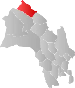 Mapa do condado de Buskerud com Hemsedal em destaque.