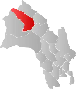 Mapa do condado de Buskerud com Ål em destaque.