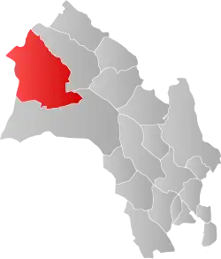 Mapa do condado de Buskerud com Hol em destaque.