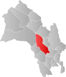 Mapa do condado de Buskerud com Sigdal em destaque.