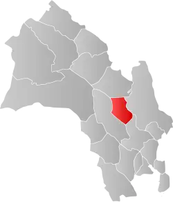 Mapa do condado de Buskerud com Krødsherad em destaque.