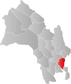 Mapa do condado de Buskerud com Lier em destaque.