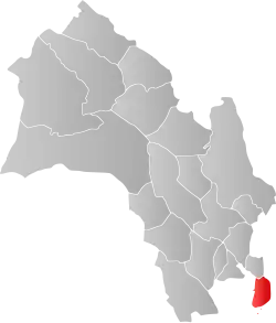 Mapa do condado de Buskerud com Hurum em destaque.