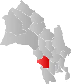 Mapa do condado de Buskerud com Flesberg em destaque.