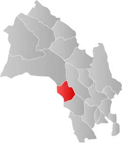 Mapa do condado de Buskerud com Rollag em destaque.