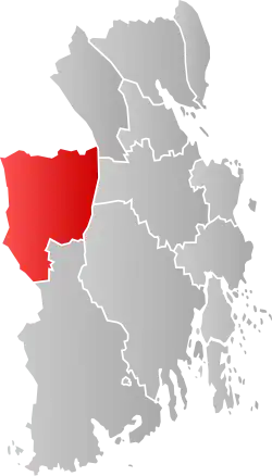 Mapa do condado de Vestfold com Lardal em destaque.