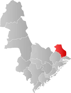 Mapa do condado de Agder com Gjerstad em destaque.