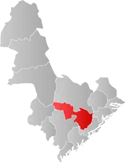 Mapa do condado de Agder com Froland em destaque.